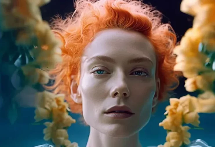 Color-graded cinematic portrait of a model in editorial lighting